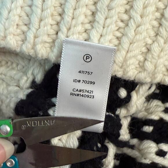 LOFT Chunky Knit Sweater Wool Blend Pullover Holiday Black White Size Small - Picture 10 of 10